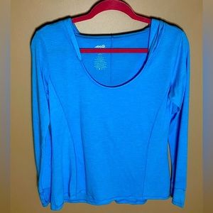 Avia turquoise blue, long-sleeved, hooded tshir - Size large
